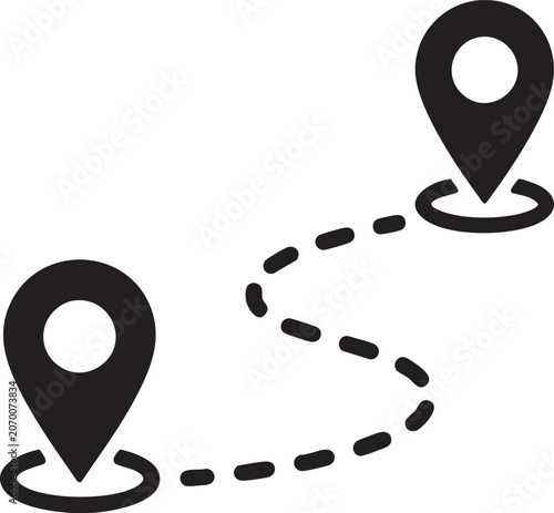 Location Route Path Icon Solid Vector Navigation Symbol