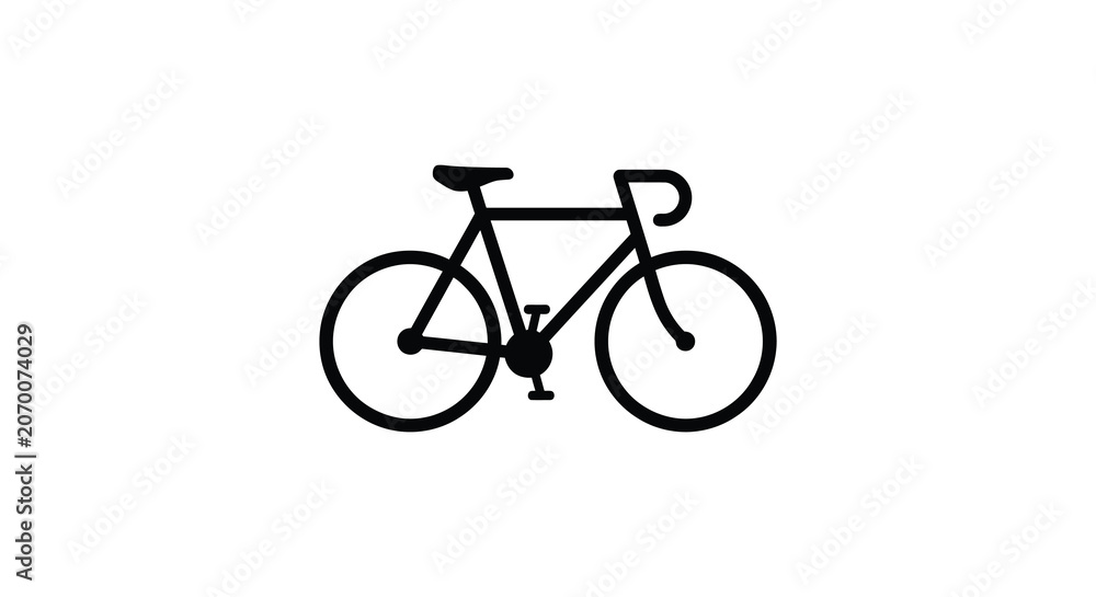 Fototapeta premium A black bicycle silhouette against a white background a simple outline of a two wheeled vehicle silhouette bike
