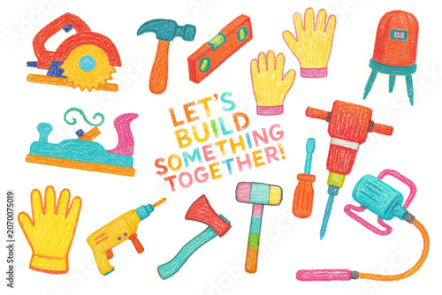Building, children's games, childhood, toys, colored pencils, watercolor, hand drawing