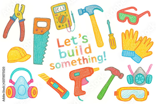 Building, children's games, childhood, toys, colored pencils, watercolor, hand drawing