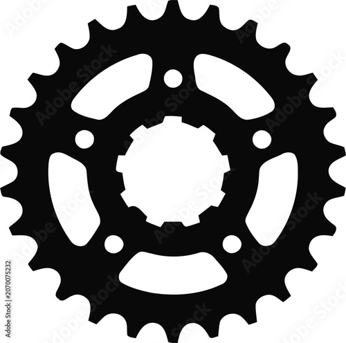 Bike gear sprocket black silhouette isolated.
