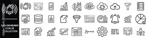 Comprehensive Collection of Web Analytics and Business Dashboard Interface Line Icons for Professional Data Visualization Projects