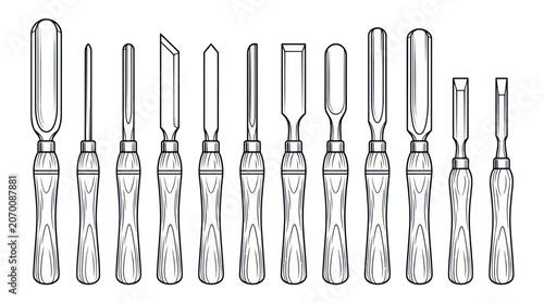 фотографія Professional wood carving chisel and gouge tool set