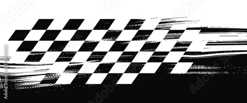 Photos Rectangle frame, checkerboard border vignette with racing flag inspired pattern for sports design, game themes, posters, and modern vector decoration on transparent background