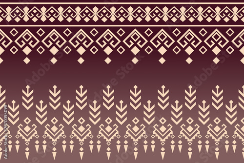 Fotografie An all-over pattern featuring diverse motifs set against a seamless, horizontal two-tone background; designed for fabrics, apparel, decorative use, and backgrounds