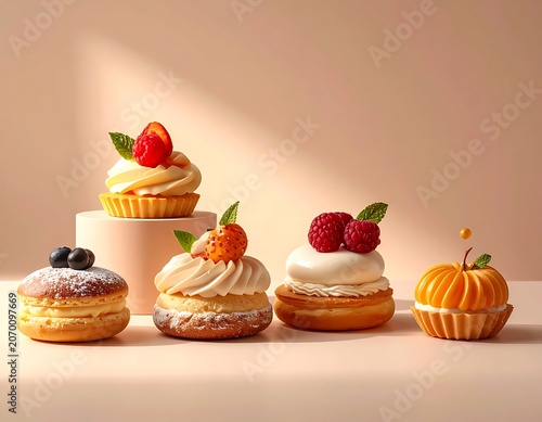 A set of decorated cupcakes