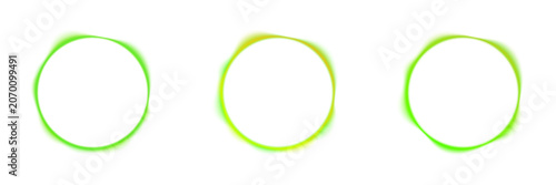 Foto Glowing neon green circle frame with volumetric inner light pulse and emerald gradient edges