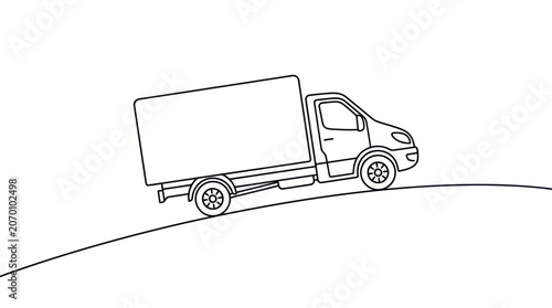 Photos Delivery Truck Uphill Line Art Vector