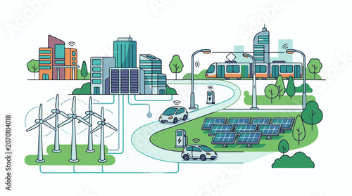 A futuristic cityscape with sustainable energy sources and transportation (5)