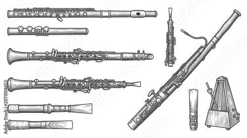 Fotografía Classical woodwind musical instruments collection