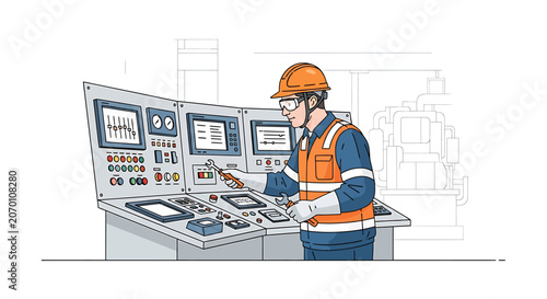 Industrial worker in safety gear.