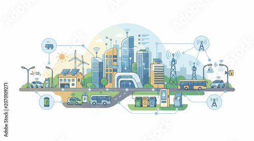 A futuristic cityscape with sustainable energy sources and eco-friendly transportation (1)
