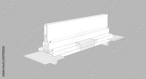Detailed view of a white bench.