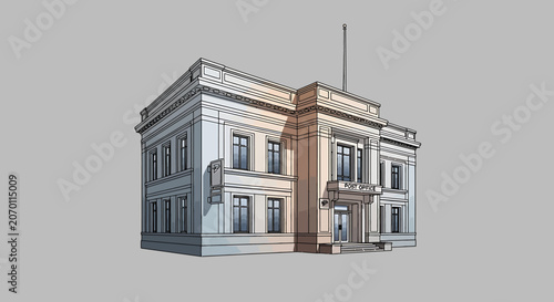 Large White Building With Windows.