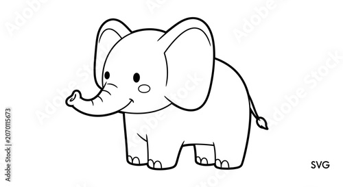 Tableau sur toile Cute baby elephant line art for coloring