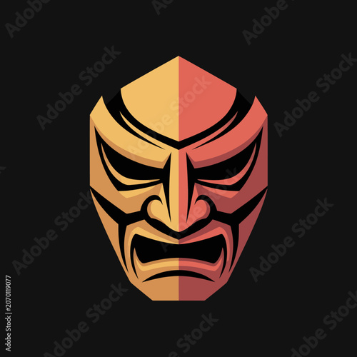 Obraz na plátně Angry face mask with sharp lines.