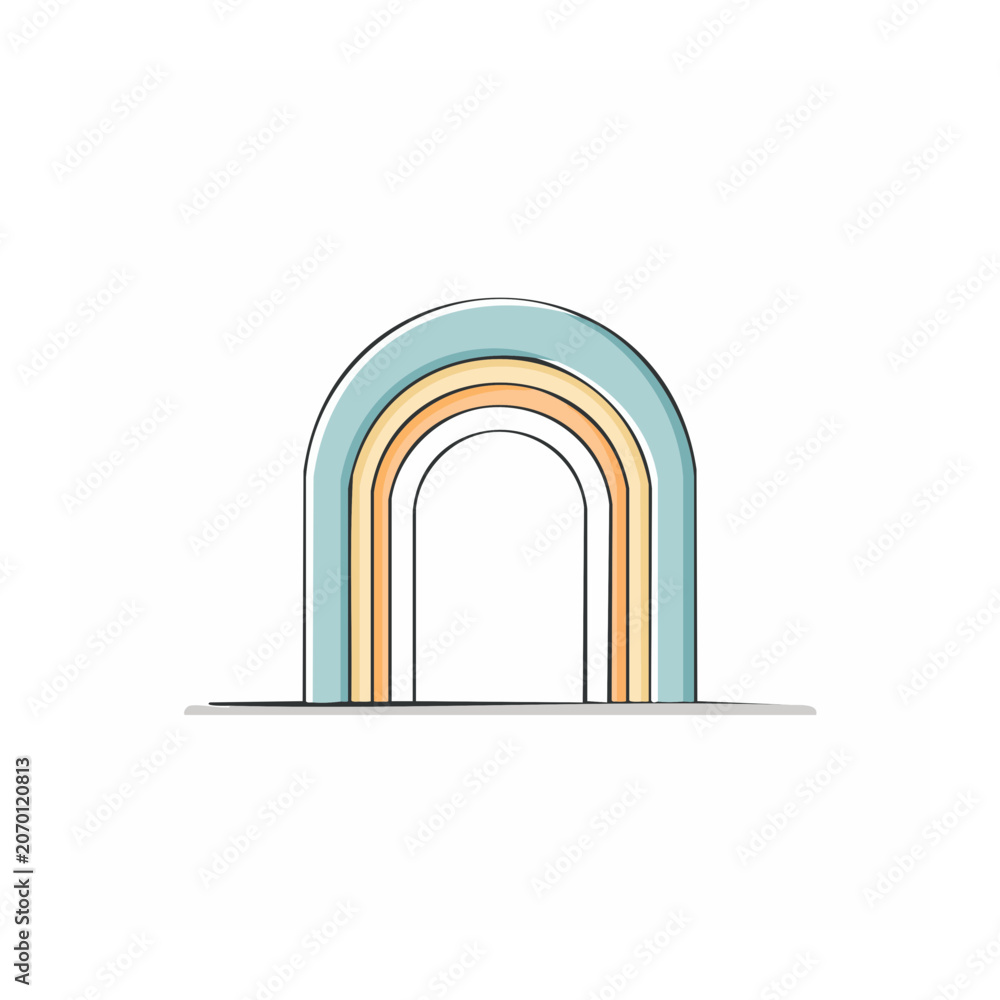 Fototapeta premium Flat illustration of a curved rainbow arch