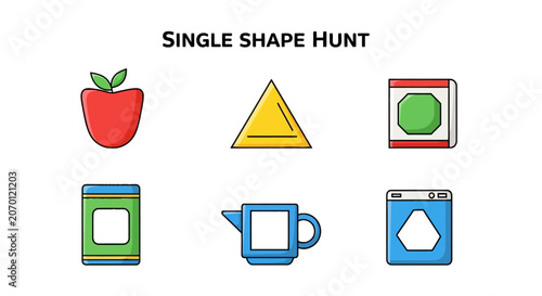 Educational shape hunt worksheet for preschool learning
