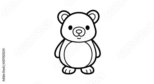 Minimalist bear line drawing for coloring activity