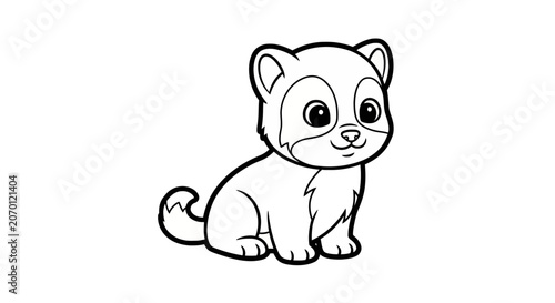 Cute baby ferret coloring page for children