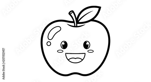 Happy apple character coloring page for kids