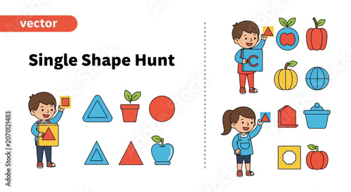 Shape hunt educational activity for kids learning geometry