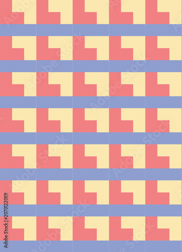 Brick blocked square colorful pink and yellow pattern tile geometric background