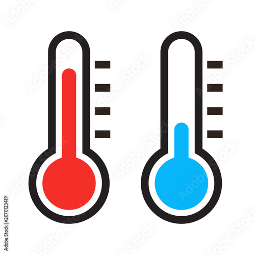 Cold and hot vector icon. Thermometer sign. Temperature symbol.