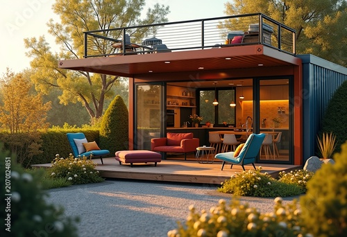 Steel Shipping Container Home with Rooftop Deck Urban Retreat Metal Oasis Cozy Escape