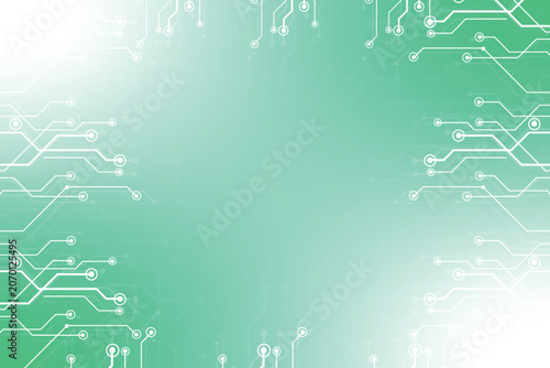 Blue Circuit Board Background with White Lines and Dots
