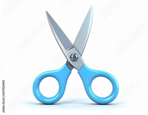 cute 3D rendered cartoon-style scissors with oversized rounded loops