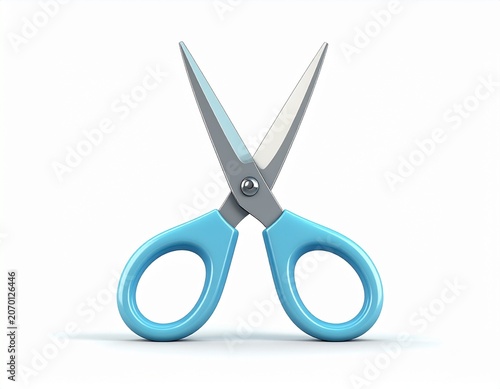 cute 3D rendered cartoon-style scissors with oversized rounded loops