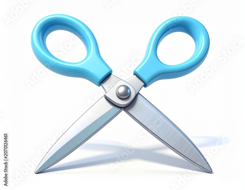 cute 3D rendered cartoon-style scissors with oversized rounded loops