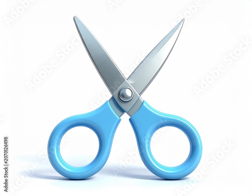 cute 3D rendered cartoon-style scissors with oversized rounded loops