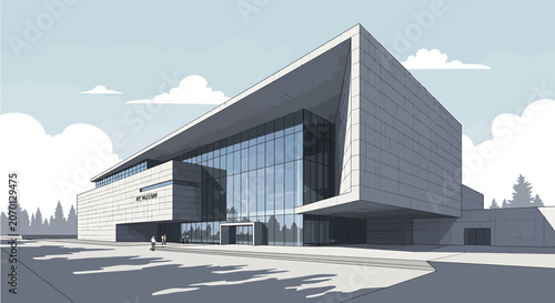 Modern office building exterior architecture.