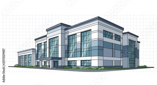 Modern office building exterior architecture.