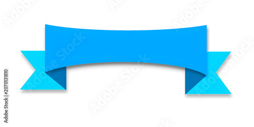 ​Curved geometric layout ribbon banner template in cyan shades over plain isolated white background design