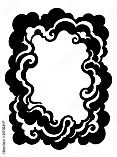 Traditional Asian Style Decorative Cloud Border Frame Silhouette