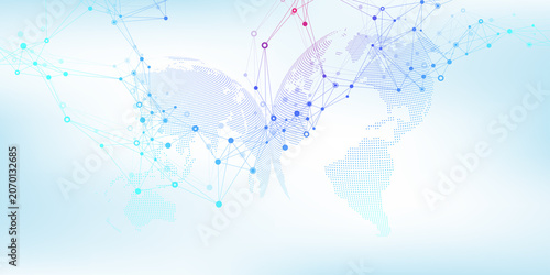 Global network connection banner design template. Header social network communication in the global business concept. Big data visualization. Internet technology