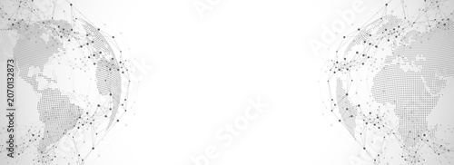 Global network connection banner design template. Header social network communication in the global business concept. Big data visualization. Internet technology