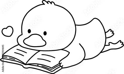 Konstfotografi duck-reading-book-lying-down