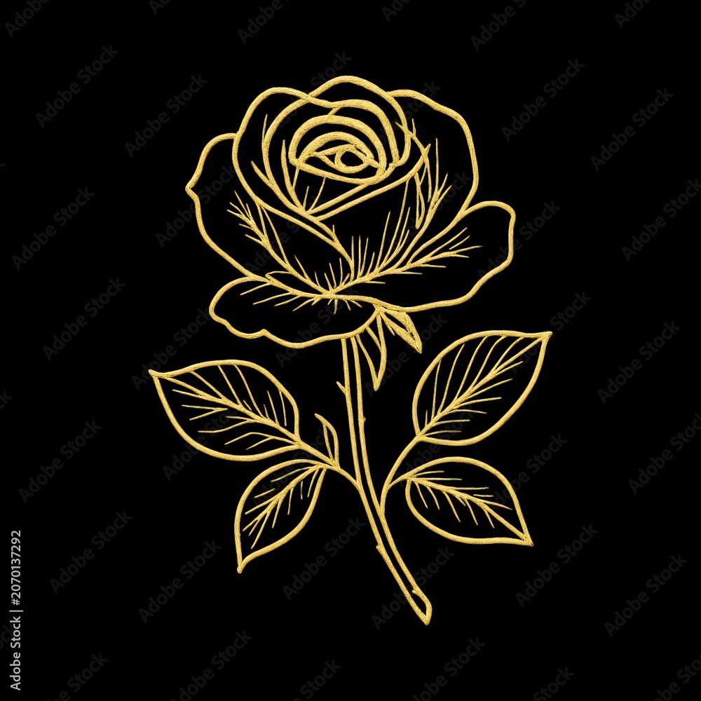 Fototapeta premium Elegant golden rose illustration