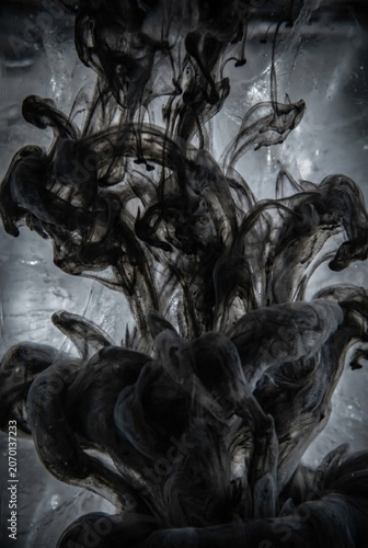 Black Ink Smoke Dark Abstract Water Texture Background