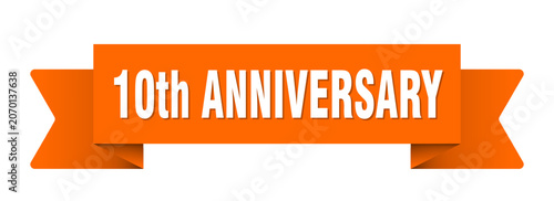 Tableau sur toile 10th anniversary ribbon isolated on transparent background