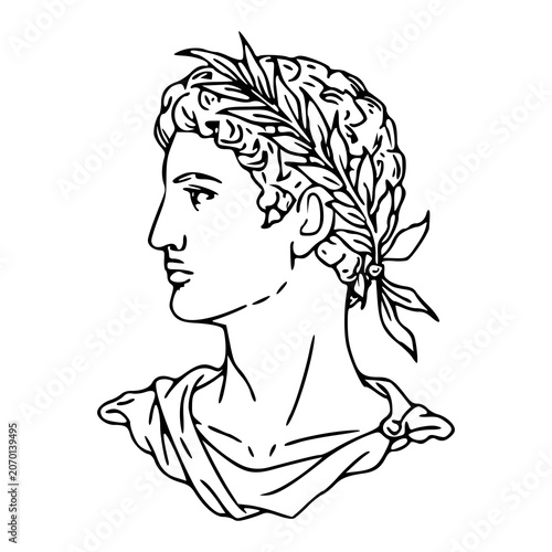 Tableau sur toile minimalist ancient roman emperor julius caesar portrait line art
