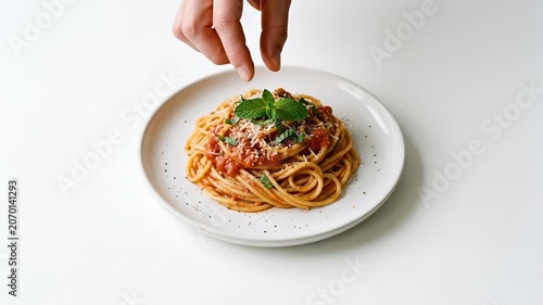 Pasta Preparation With Tomato Sauce and Cheese in a Clean Kitchen Setting at Lunchtime