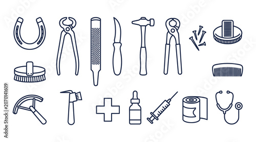 Canvastavla Professional farrier equipment and equine veterinary medical icons