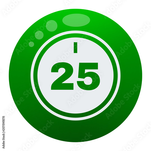 Green Bingo Ball Number 25 Icon Illustration with Transparent Background, Lottery Game Symbol, Raffle Badge, Casino Entertainment, Graphic Design Element