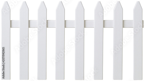 Fotografía Classic white picket fence section, isolated on transparent background