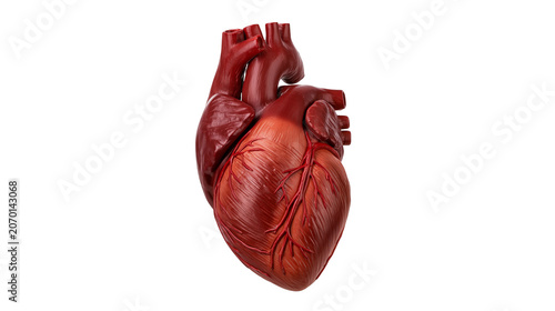 Cuadro en lienzo Realistic human heart anatomy model, isolated on transparent background